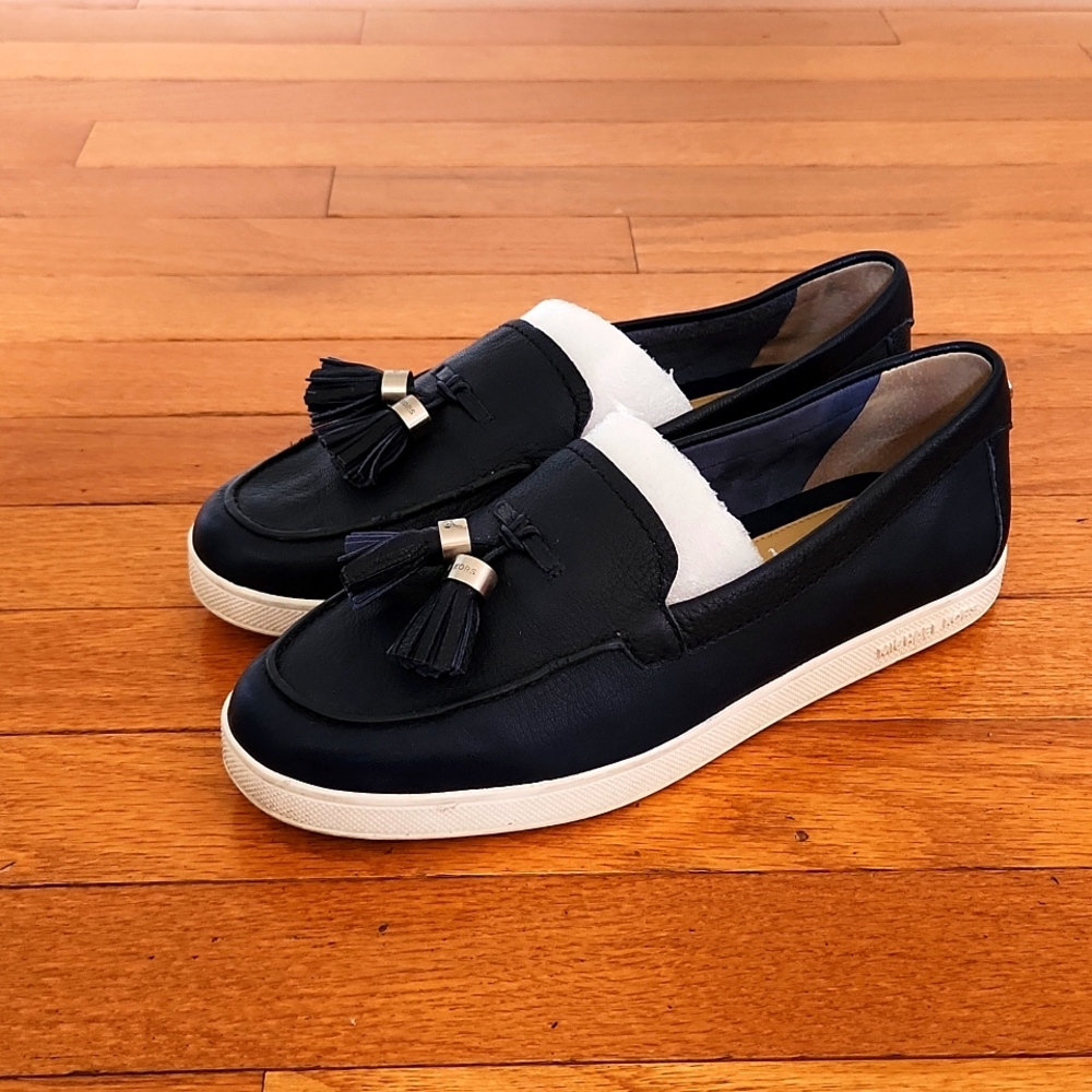 Women's Michael Kors navy leather loafers